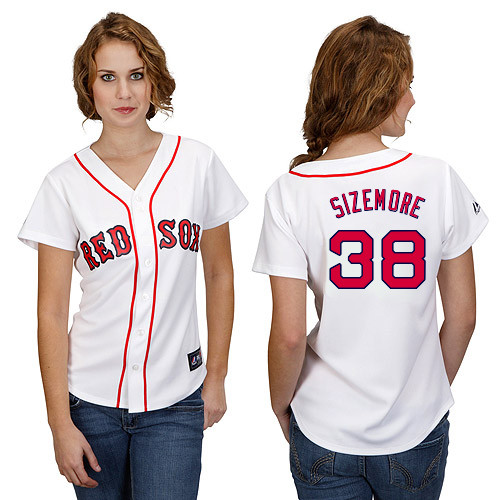 Grady Sizemore #38 mlb Jersey-Boston Red Sox Women's Authentic Home White Cool Base Baseball Jersey